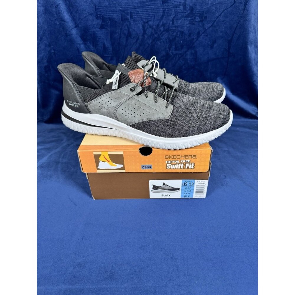 Skechers Men's Delson Swift Fit Hands Free Sneakers US 13 Black 1855140 0903